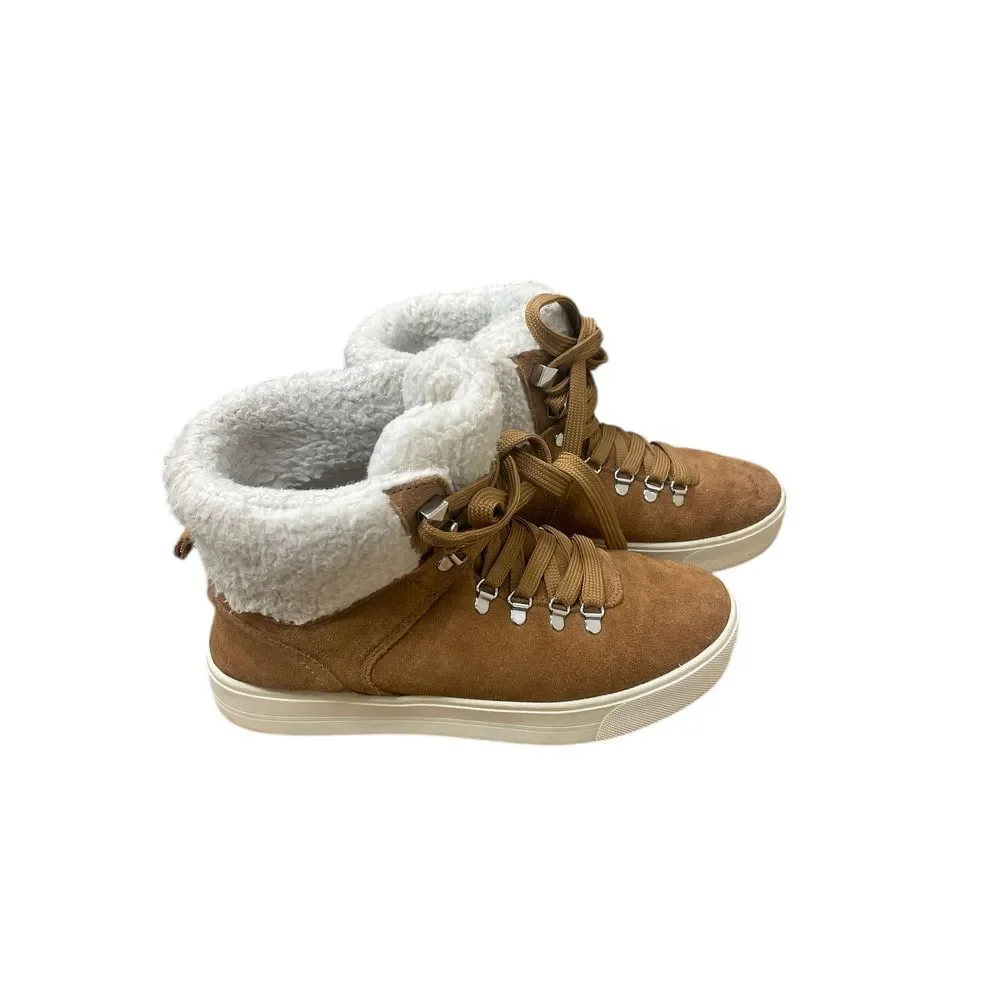 Marc Fisher Cozy Sherpa-Lined Suede‎ High-Top Sneakers Winter Hiking Style Boots